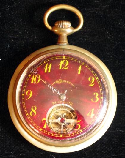 Appraisal: French mother-of-pearl case open face pocket watchbonheur th th century