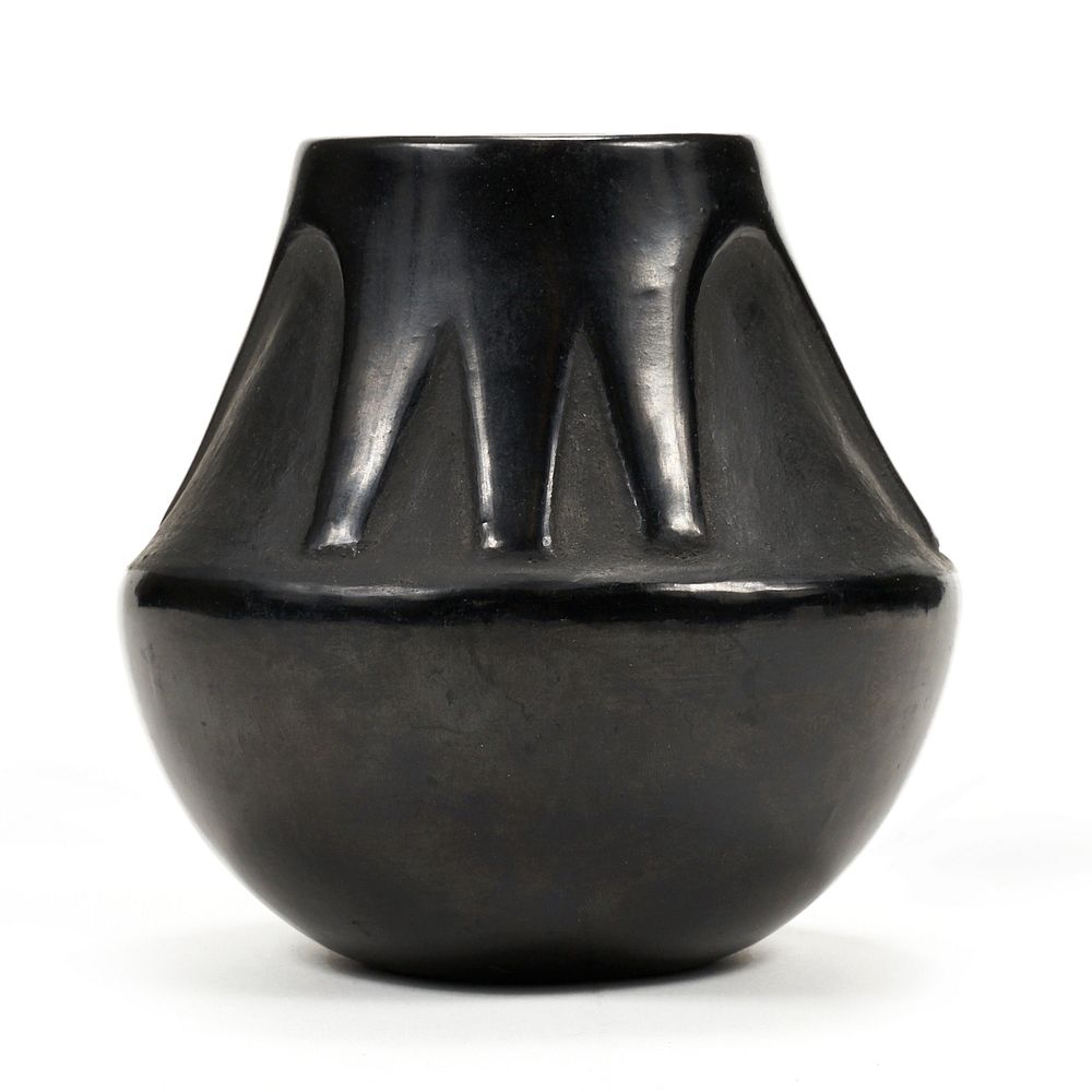 Appraisal: Juanita Montoya Pena SW Carved Blackware Pot Juanita Montoya Pena