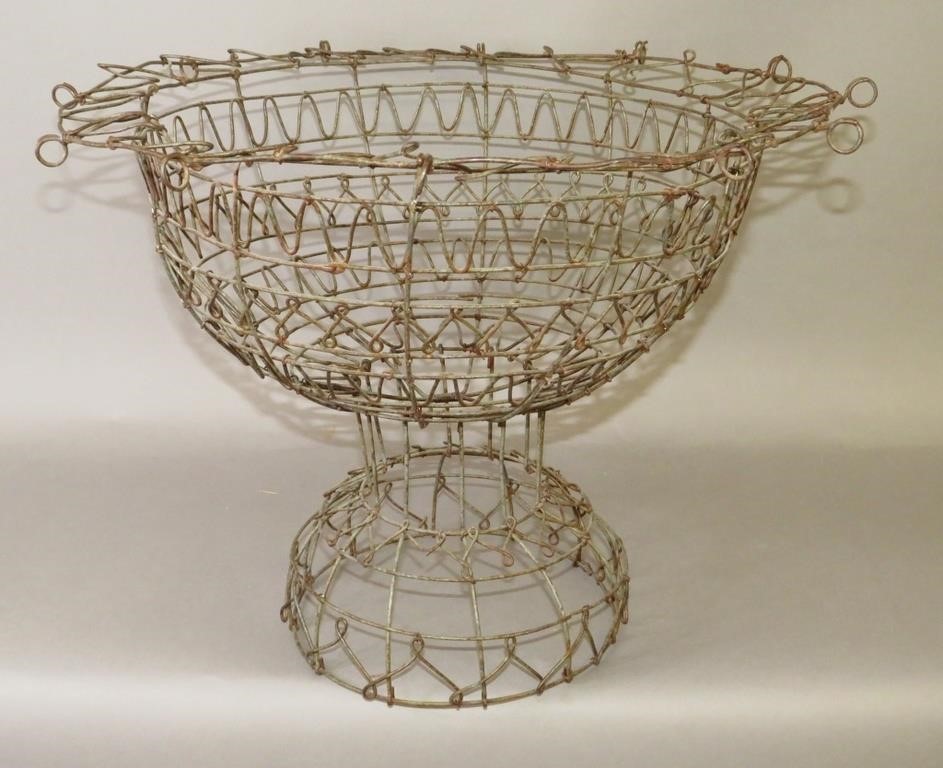 Appraisal: WIREWORK FOOTED PLANT URN BASKETca - antique ornament wirework garden