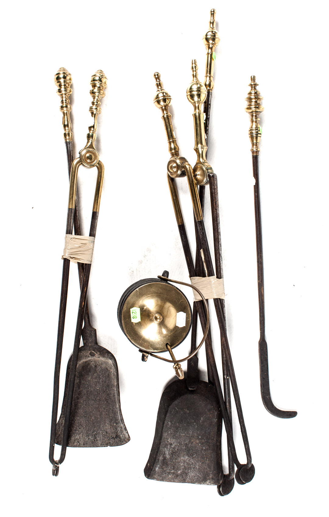 Appraisal: Seven assorted fire tools Victorian and Federal style brass and