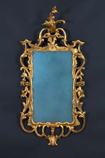 Appraisal: English Carved Giltwood Looking Glass in the Chippendale rococo style