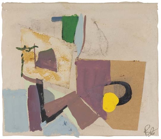 Appraisal: RONALD JOSEPH - Untitled Abstract Composition Goauche and pencil on