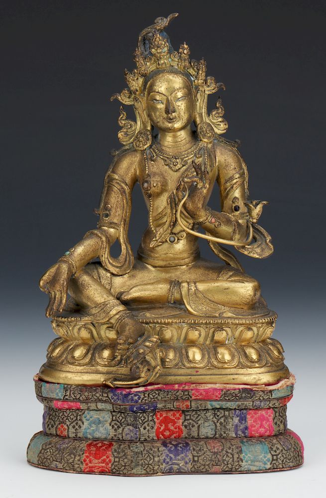 Appraisal: Antique Gilt Bronze Figure of Green Tara Sino-Tibetan Antique Gilt