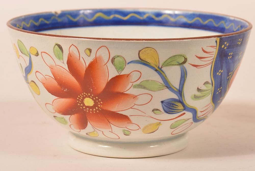 Appraisal: Gaudy Dutch Sunflower Pattern China Waste Bowl Gaudy Dutch Sunflower