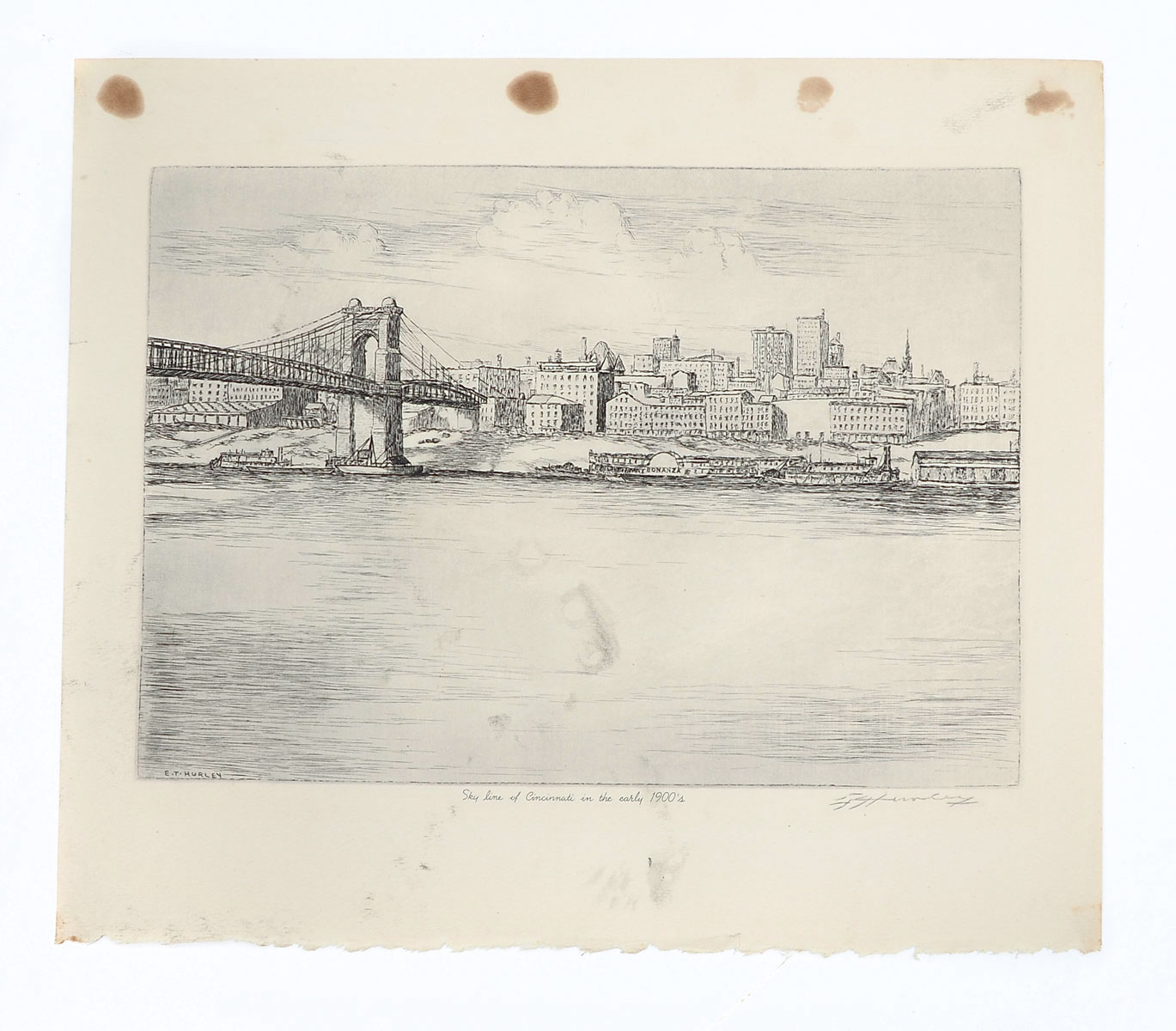 Appraisal: HURLEY E T American - ''Skyline of Cincinnati in the