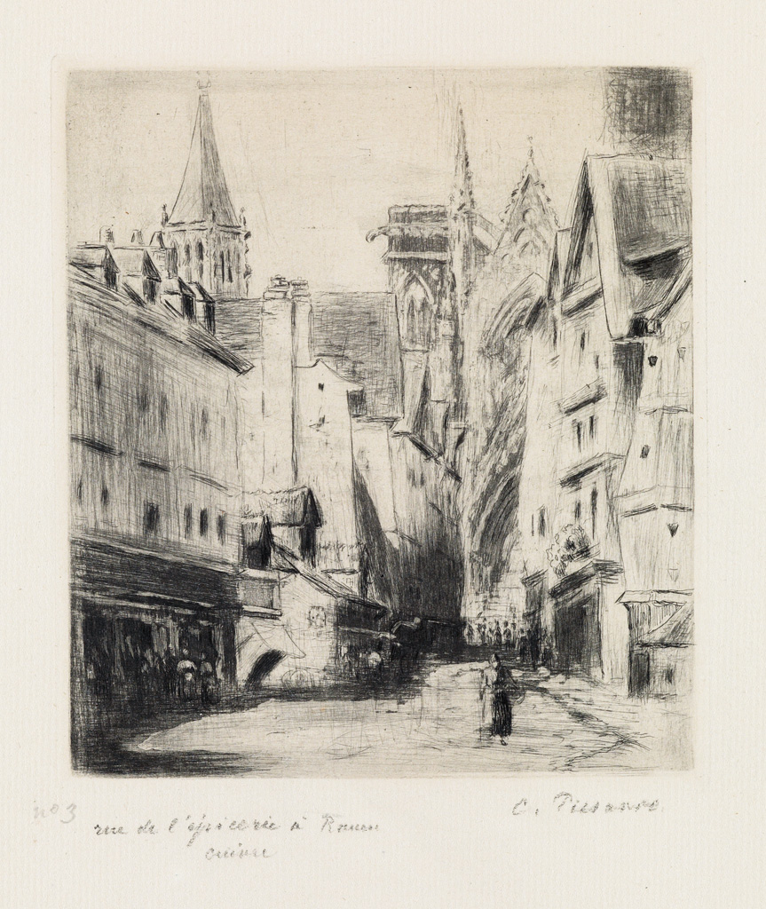 Appraisal: CAMILLE PISSARRO Rue de l' picerie Rouen Drypoint printed in