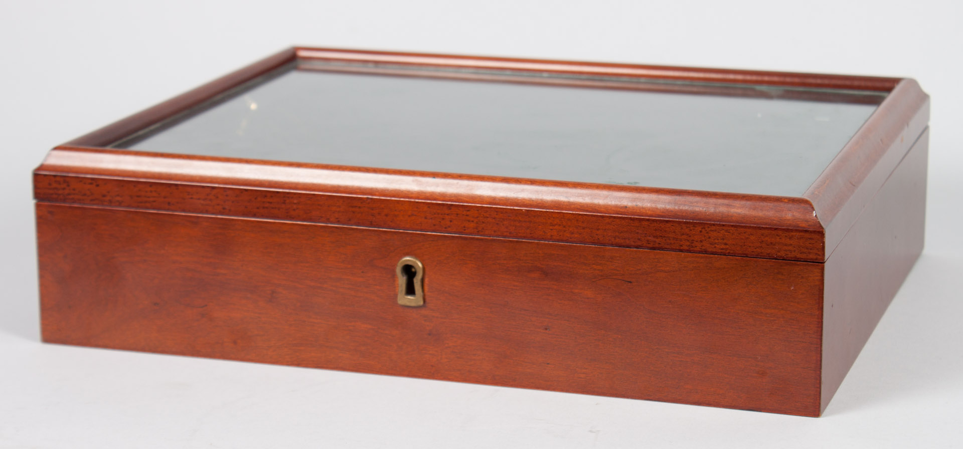 Appraisal: Cherrywood and glass miniature display case lift lid glass top