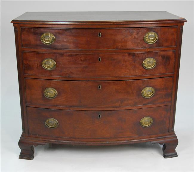 Appraisal: CHIPPENDALE MAHOGANY BOW FRONT CHEST OF DRAWERS late th century