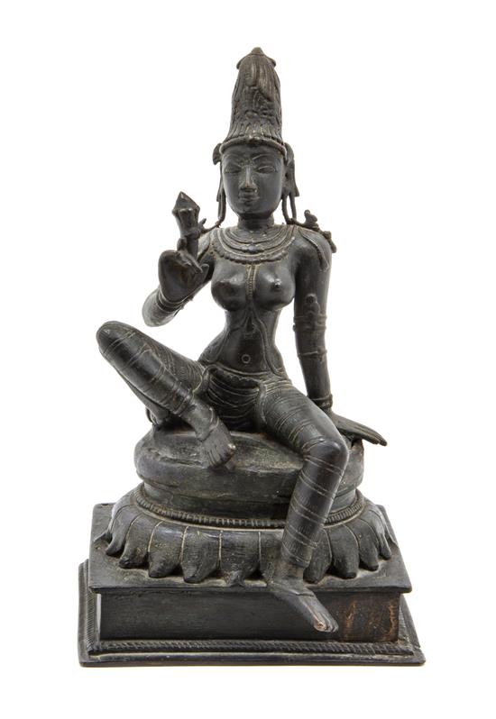 Appraisal: Sale Lot An Indian Bronze Figure depicting a seated Parvati