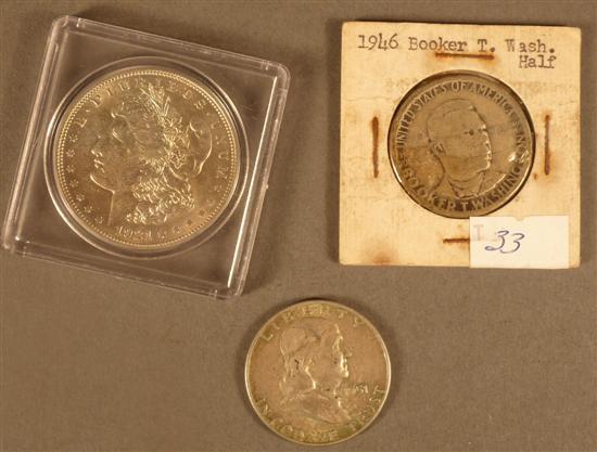 Appraisal: Lot of Morgan silver dollar Booker T Washington Commemerative half