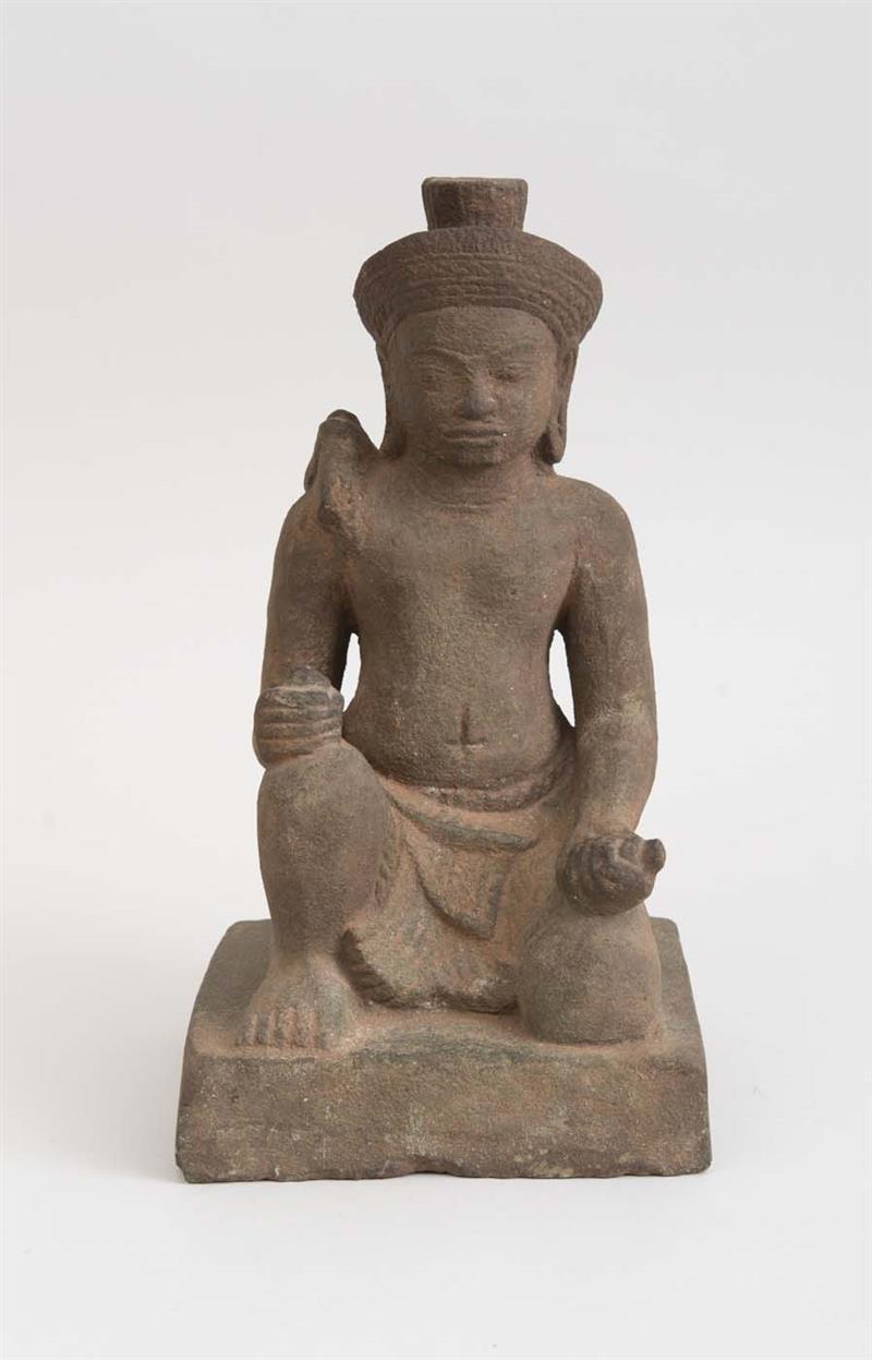 Appraisal: KHMER STYLE CARVED STONE ACOLYTE TH CENTURY x x in