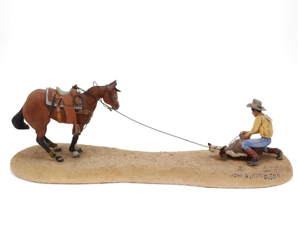 Appraisal: John Henry Kittelson - Colorado Calf Roper Polychromed wood Signed