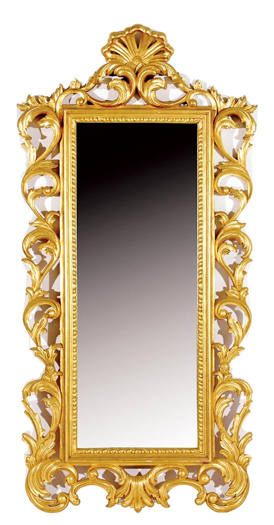 Appraisal: Chinese Chippendale style giltwood pier mirror shaped and scrolling frame