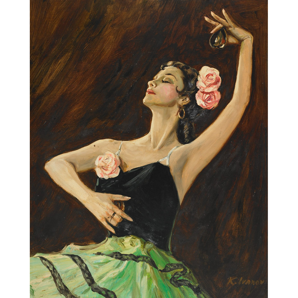 Appraisal: Konstantin Ivanov - Russian FLAMENCO DANCER Oil on masonite signed