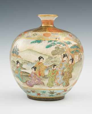 Appraisal: A Satsuma Hozan Geisha Scenic Vase Meiji Apprx - H