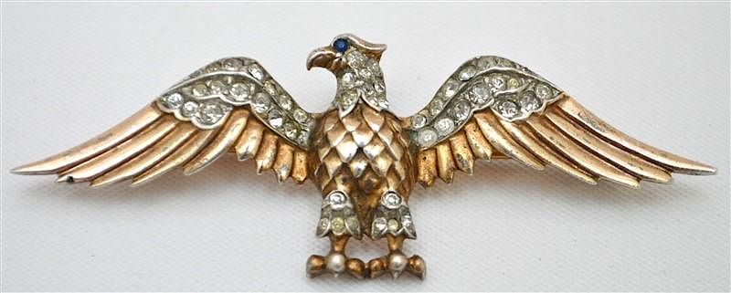 Appraisal: s STERLING SILVER CROWN TRIFARI EAGLE BROOCH A Rare Vintage