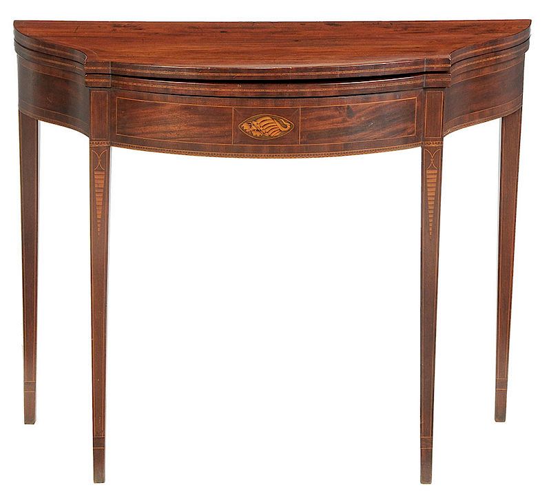 Appraisal: Fine American Federal Inlaid Card Table Rhode Island circa mahogany