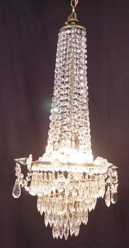 Appraisal: CRYSTAL CHANDELIER Unusual long narrow shape rich in crystal In