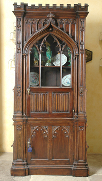 Appraisal: A FINE QUALITY TH CENTURY GOTHIC REVIVAL OAK SIDE CABINET