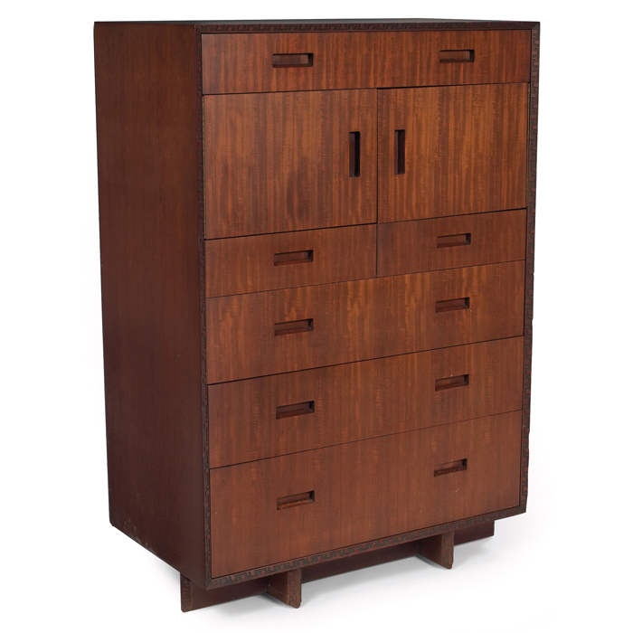 Appraisal: Frank Lloyd Wright chest of drawers manufactured by Heritage Henredon