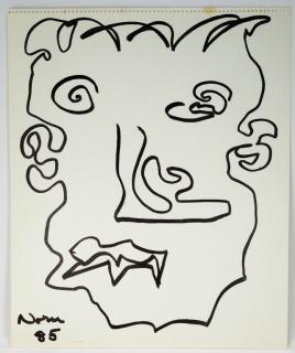 Appraisal: Norman Mailer Abstract Ink Portrait Drawing TH CENTURY MASSACHUSETTS An