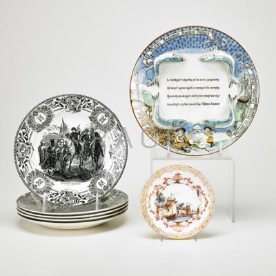 Appraisal: EUROPEAN PORCELAIN Seven pieces George Dreyfus sardine plate Meissen hand-painted