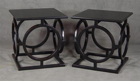 Appraisal: Pair of Sarried Limited Black Lacquer Tables Late th Century