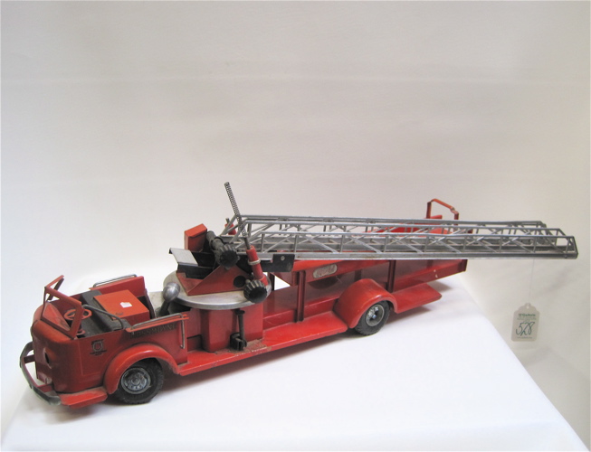 Appraisal: DOEPKE ROSSMOYNE RED-PAINTED STEEL ARIEL LADDER TRUCK The Charles Wm