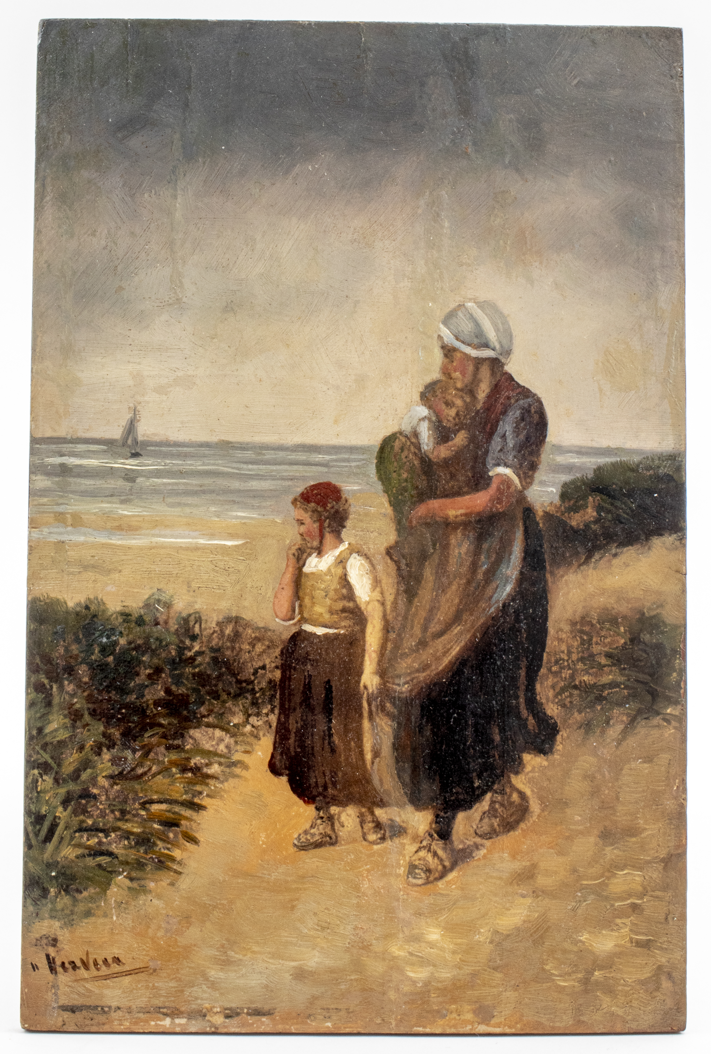 Appraisal: TH C ETHEL HAMILTON OIL PAINTING FAMILY AT SEASIDE Ethel