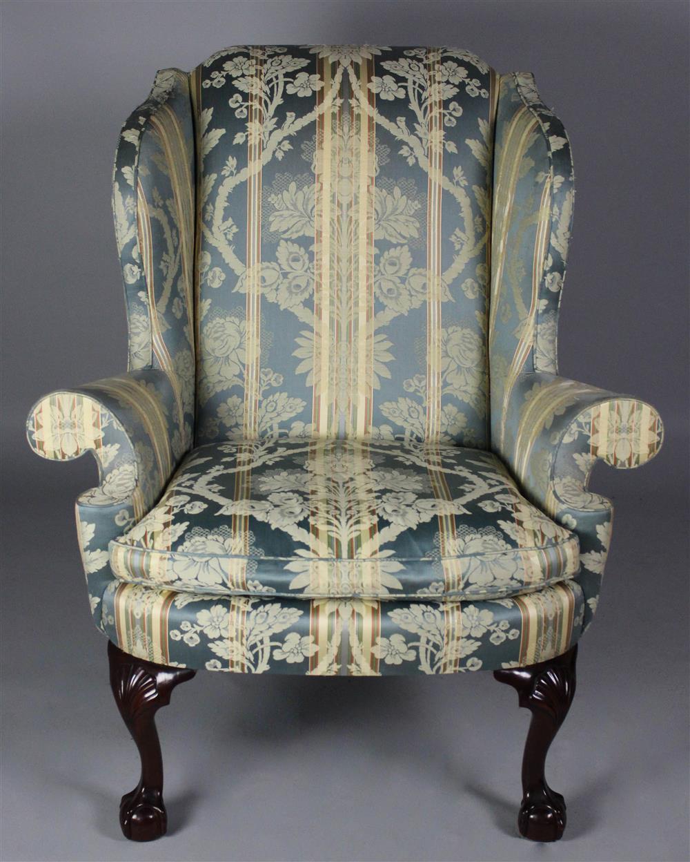 Appraisal: KINDEL WINTERTHUR COLLECTION CHIPPENDALE STYLE WING CHAIR in the Philadelphia