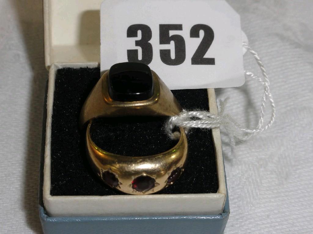 Appraisal: Two ct gold rings one with seal setting