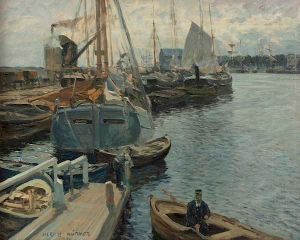 Appraisal: Ulrich Hubner German - Hambourg Harbor Ulrich H bner German