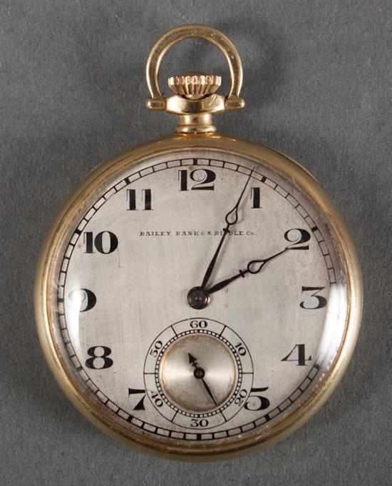 Appraisal: K gold open-face pocket watch retailed by Bailey Banks Biddle