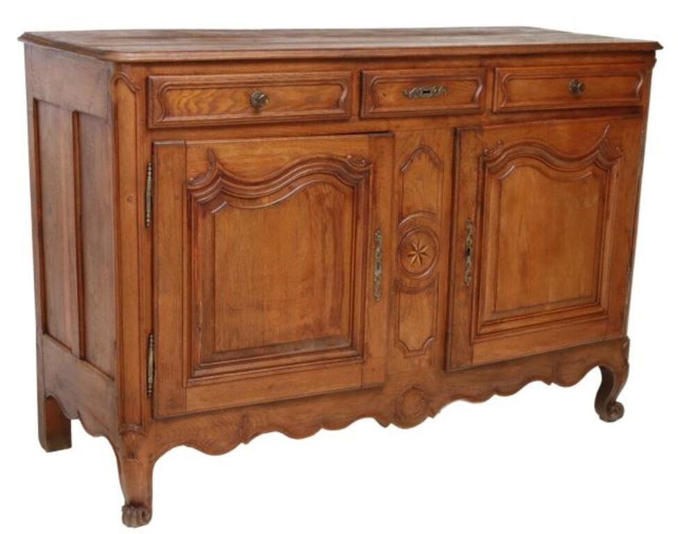 Appraisal: French Louis XV period oak sideboard th c fitted with