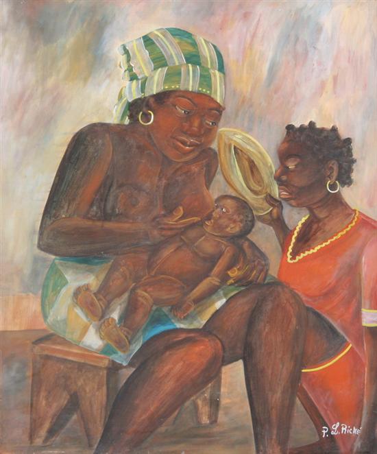 Appraisal: PIERRE-LOUIS RICHE Haitian b MOTHER AND CHILD signed lower right