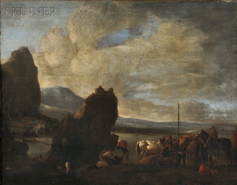 Appraisal: Attributed to Pieter van Bloemen called Standard Flemish - Harbor