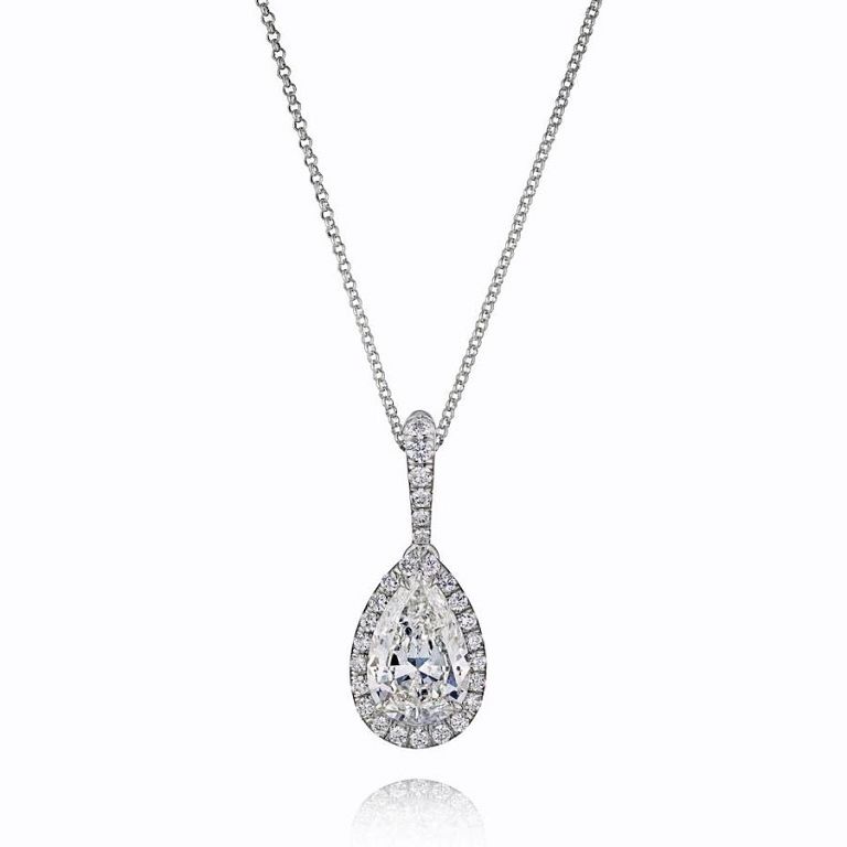 Appraisal: PLATINUM PEAR SHAPE DIAMOND DROP PENDANT Description Ladies platinum diamond