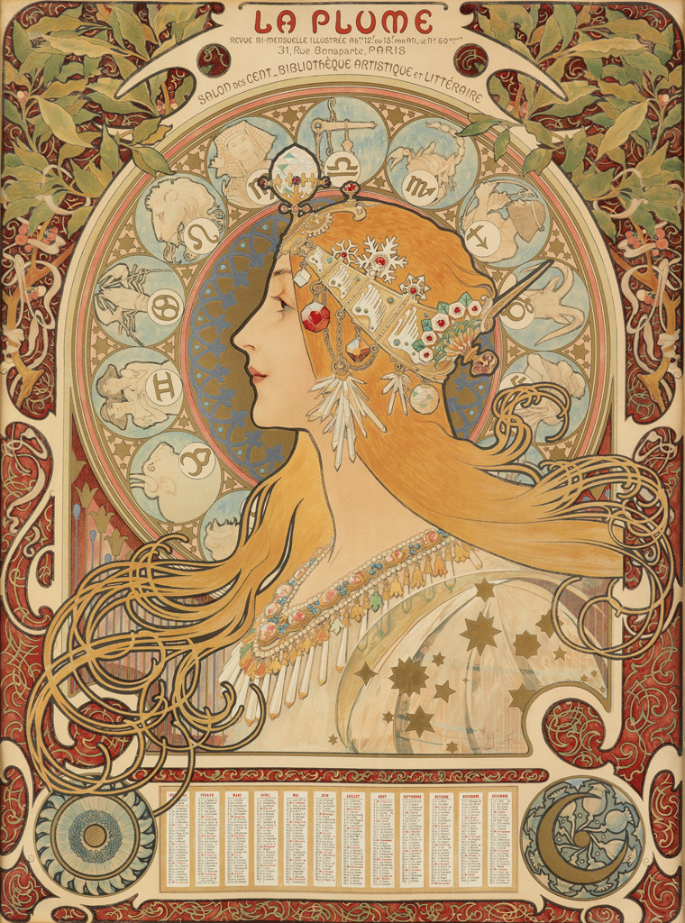 Appraisal: ALPHONSE MUCHA - ZODIAC LA PLUME x inches x cm