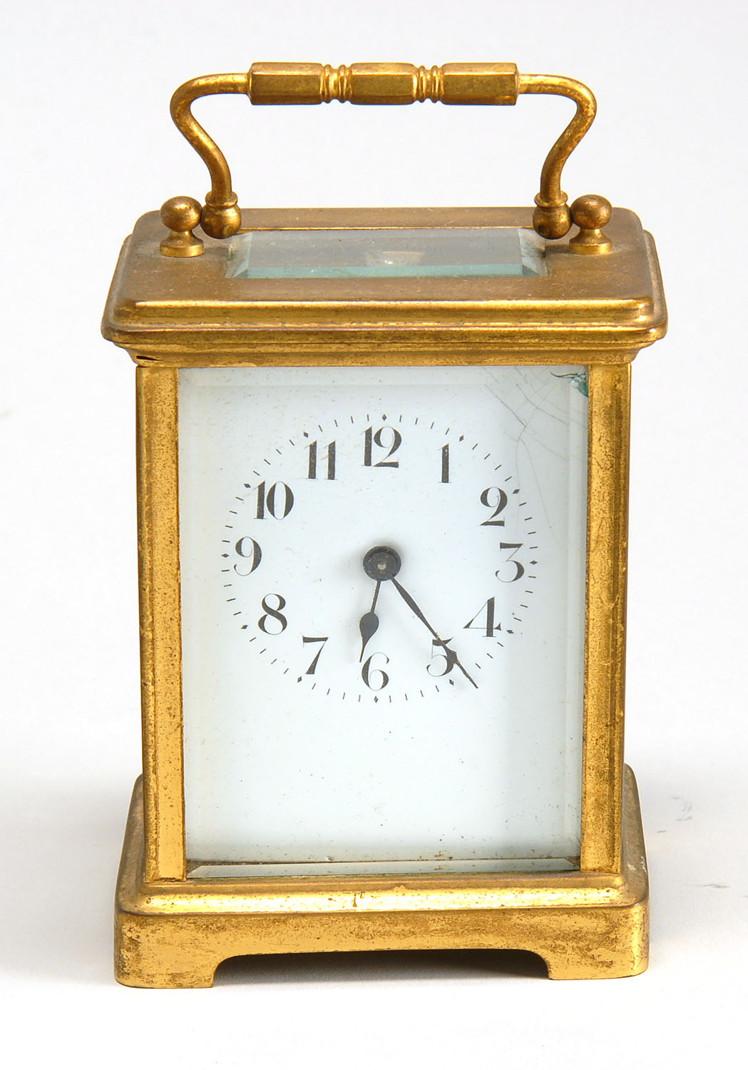 Appraisal: FRENCH BRASS CARRIAGE CLOCK Circa Height plus handle ConditionGenerally good