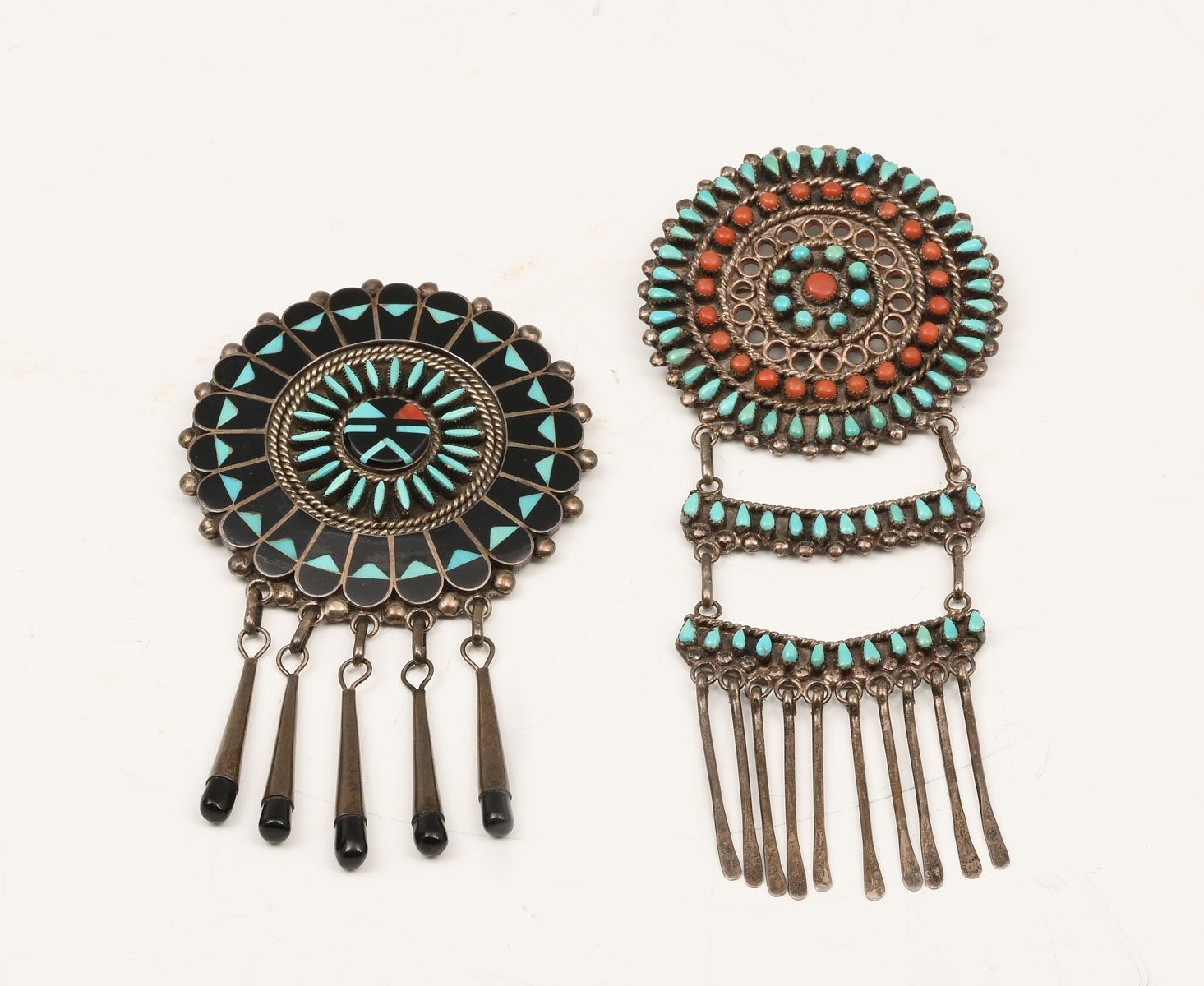 Appraisal: NATIVE AMERICAN STERLING TURQUOISE PENDANT PIN Beautifully handcrafted by Zuni