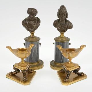 Appraisal: Group Neo th c pcs incl pair oil lamp-form candle