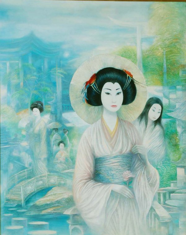 Appraisal: George Russin New York th century Painting on masonite Geisha