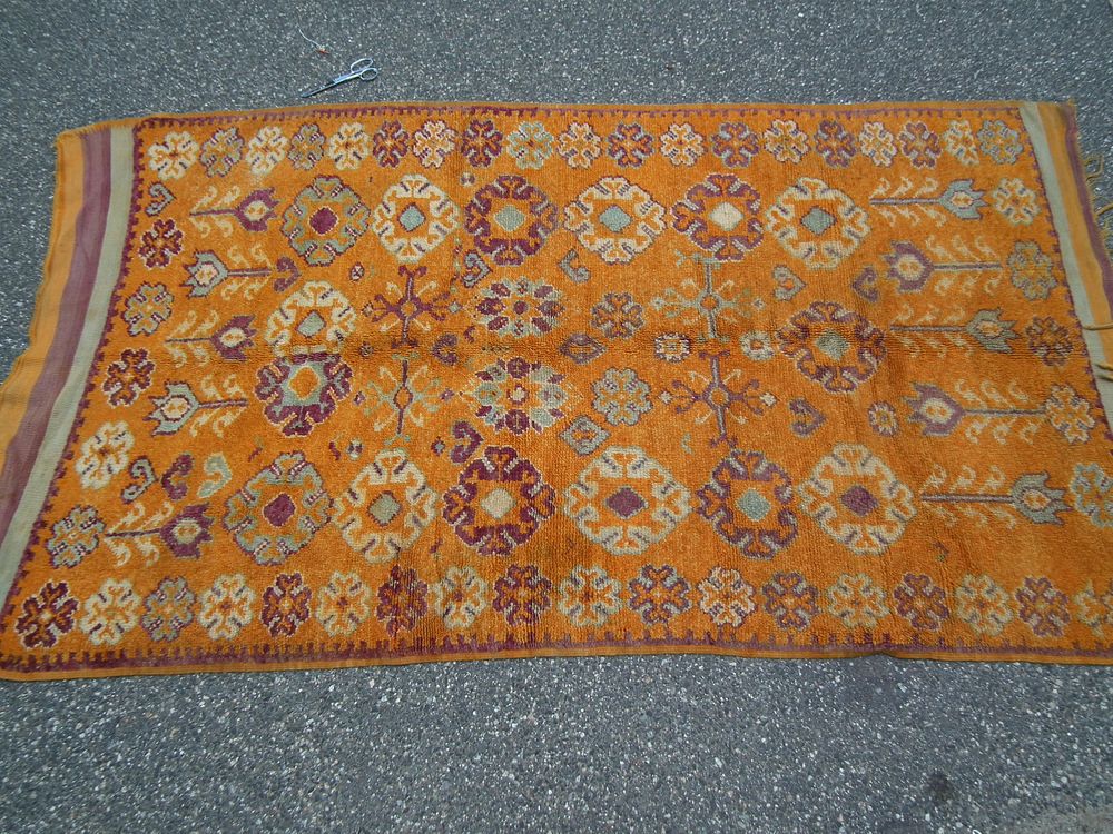 Appraisal: ANTIQUE TURKISH RUG Old or antique bright yellow Turkish room