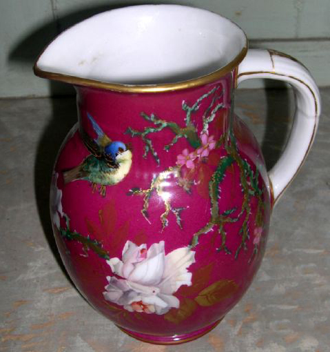 Appraisal: Attractive French Porcelain Pitcher in Songbird-and-Roses decor third quarter th