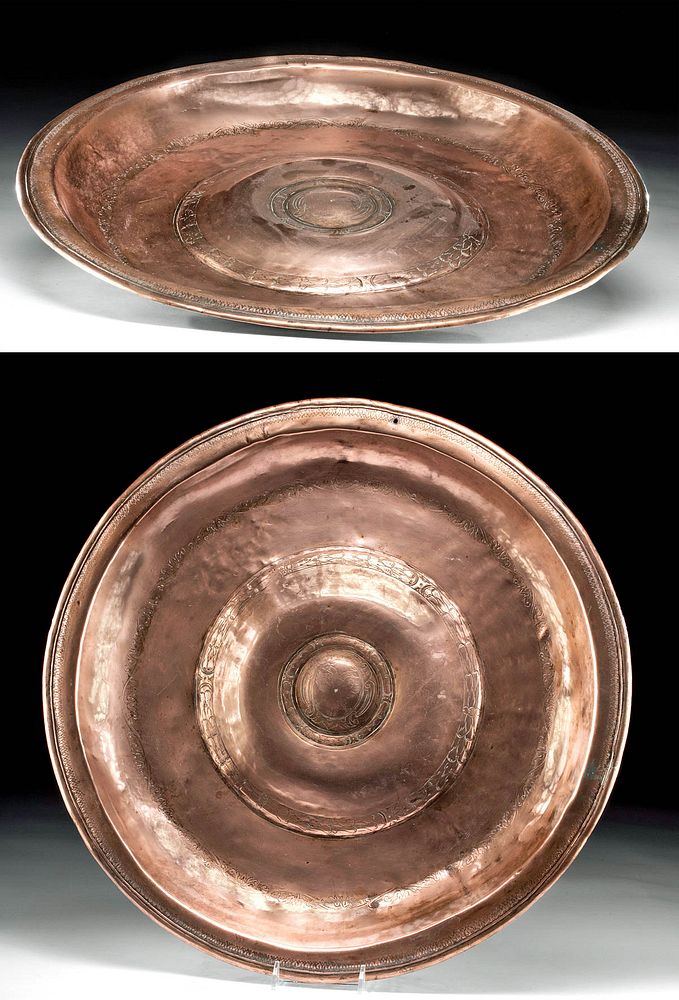 Appraisal: th C German Copper Alms Plate w Double Headed Eagle