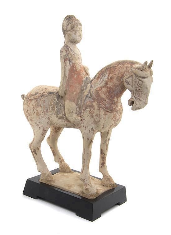 Appraisal: A Pottery Horse and Rider Height inches A Pottery Horse