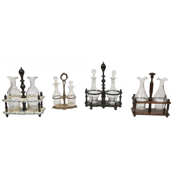 Appraisal: Group of Four French Two Bottle Cruet Sets early th