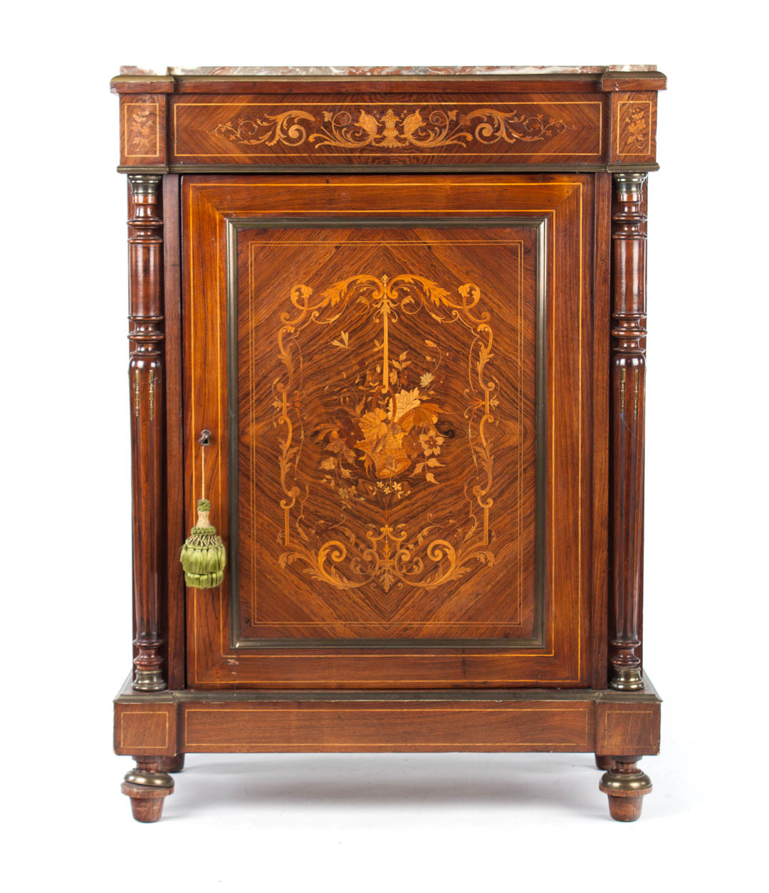 Appraisal: Napoleon III parquetry marquetry side cabinet red and brown variegated