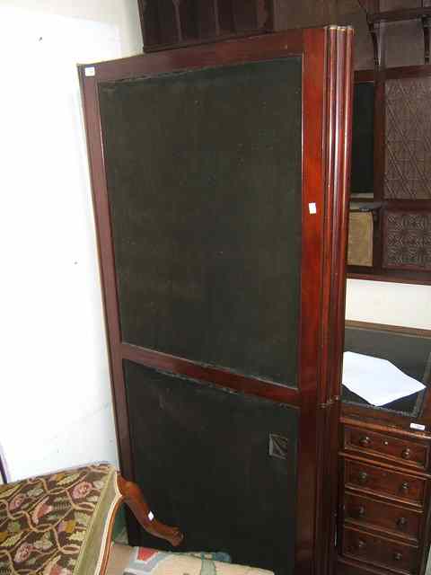 Appraisal: A TH CENTURY MAHOGANY FOUR FOLD SCREEN with ruled joints