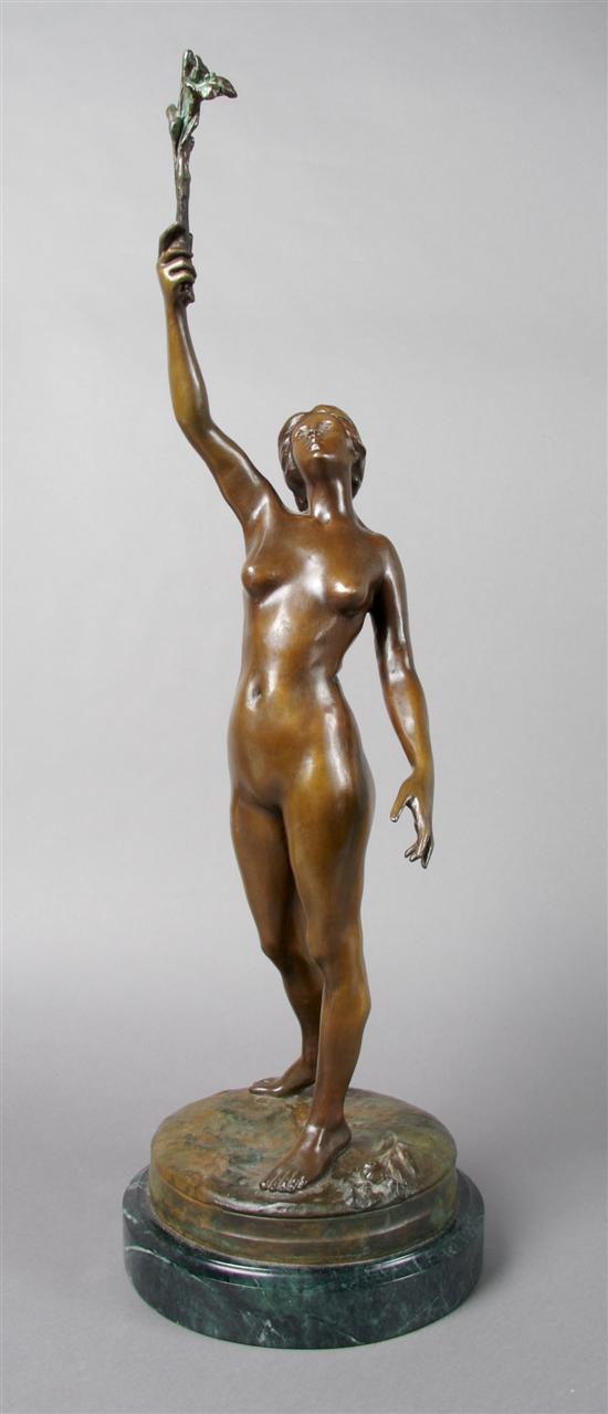 Appraisal: A French Bronze Figure after Gustave Dussart Height inches